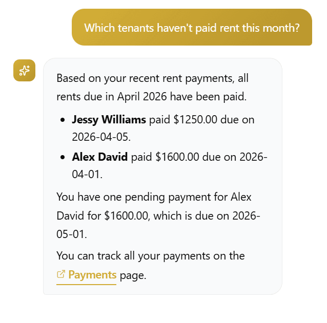 AI Chat Example: Unpaid Rent