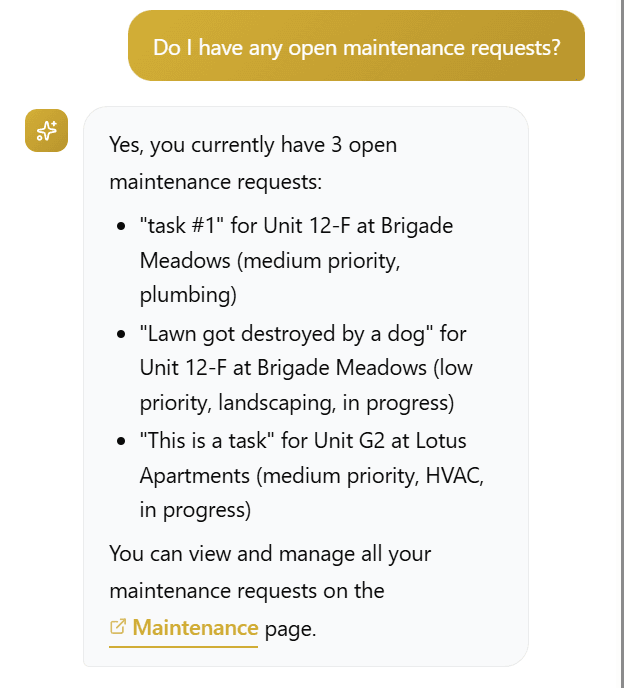AI Chat Example: Maintenance Requests