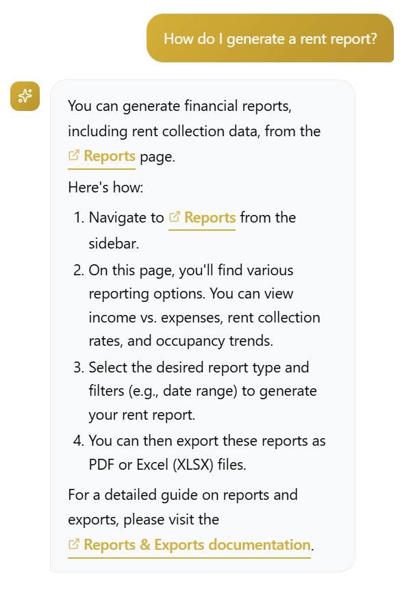 AI Chat Example: Rent Report