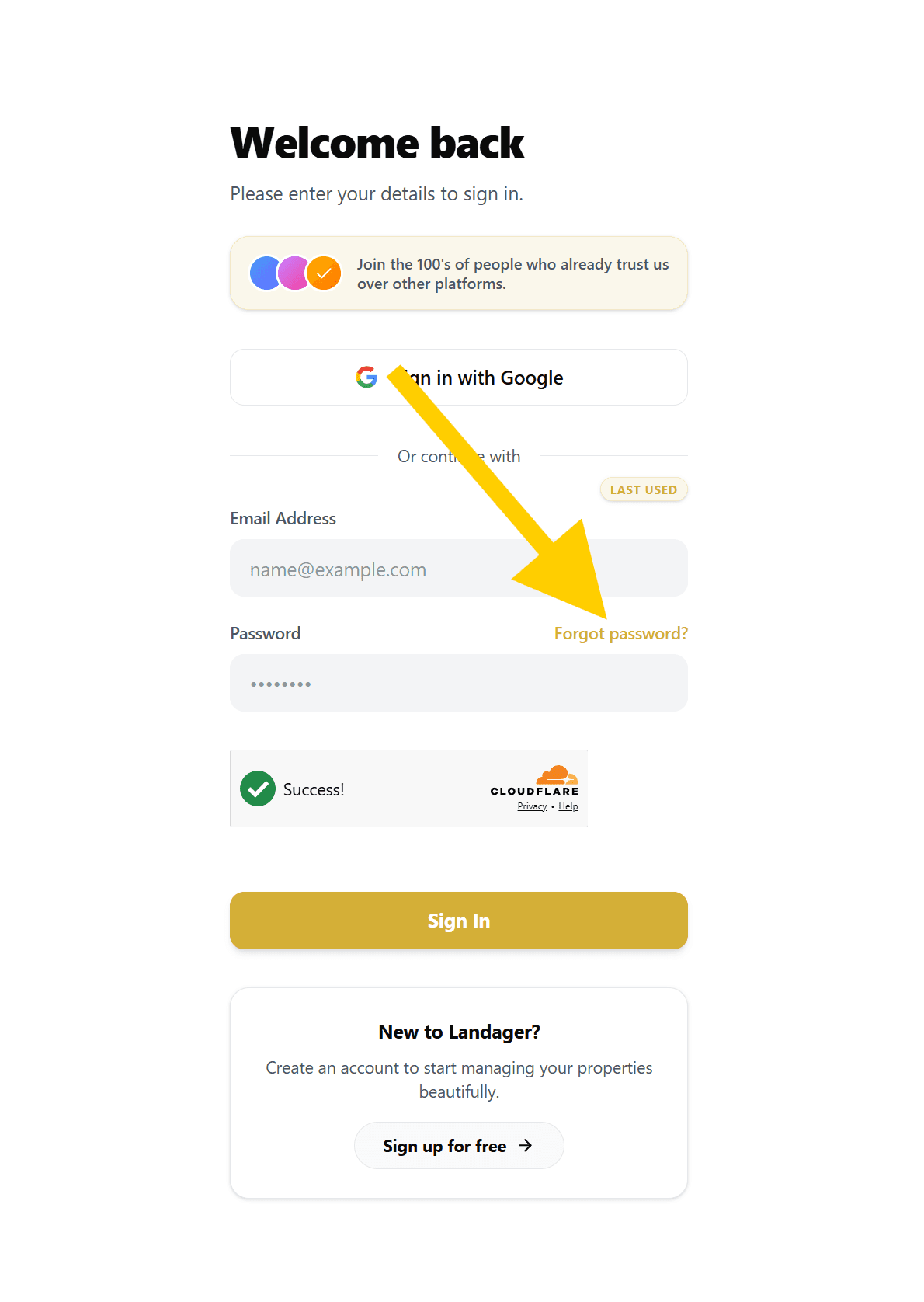 Forgot Password Screen