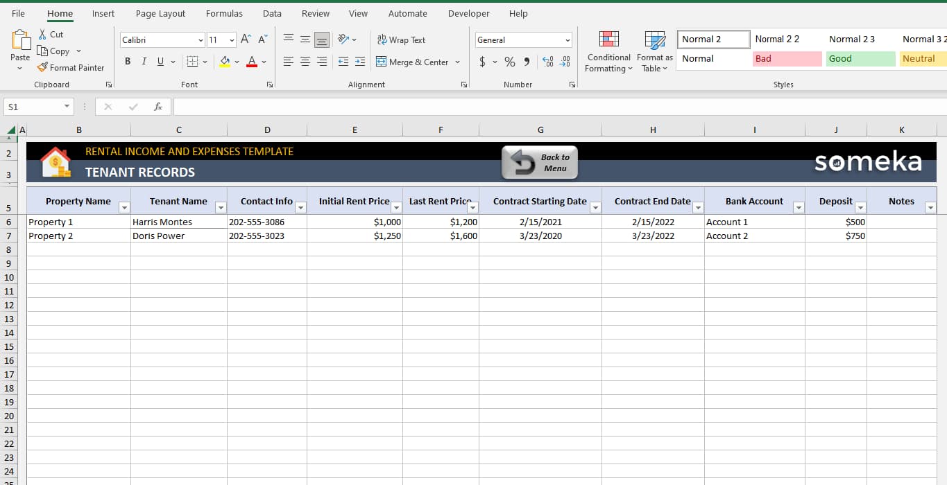 Spreadsheet example 3